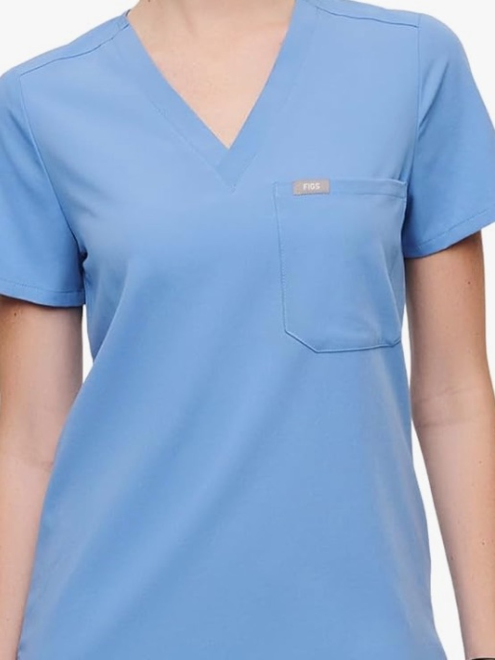 Figs Women's V-Neck Scrub Top in Light Blue